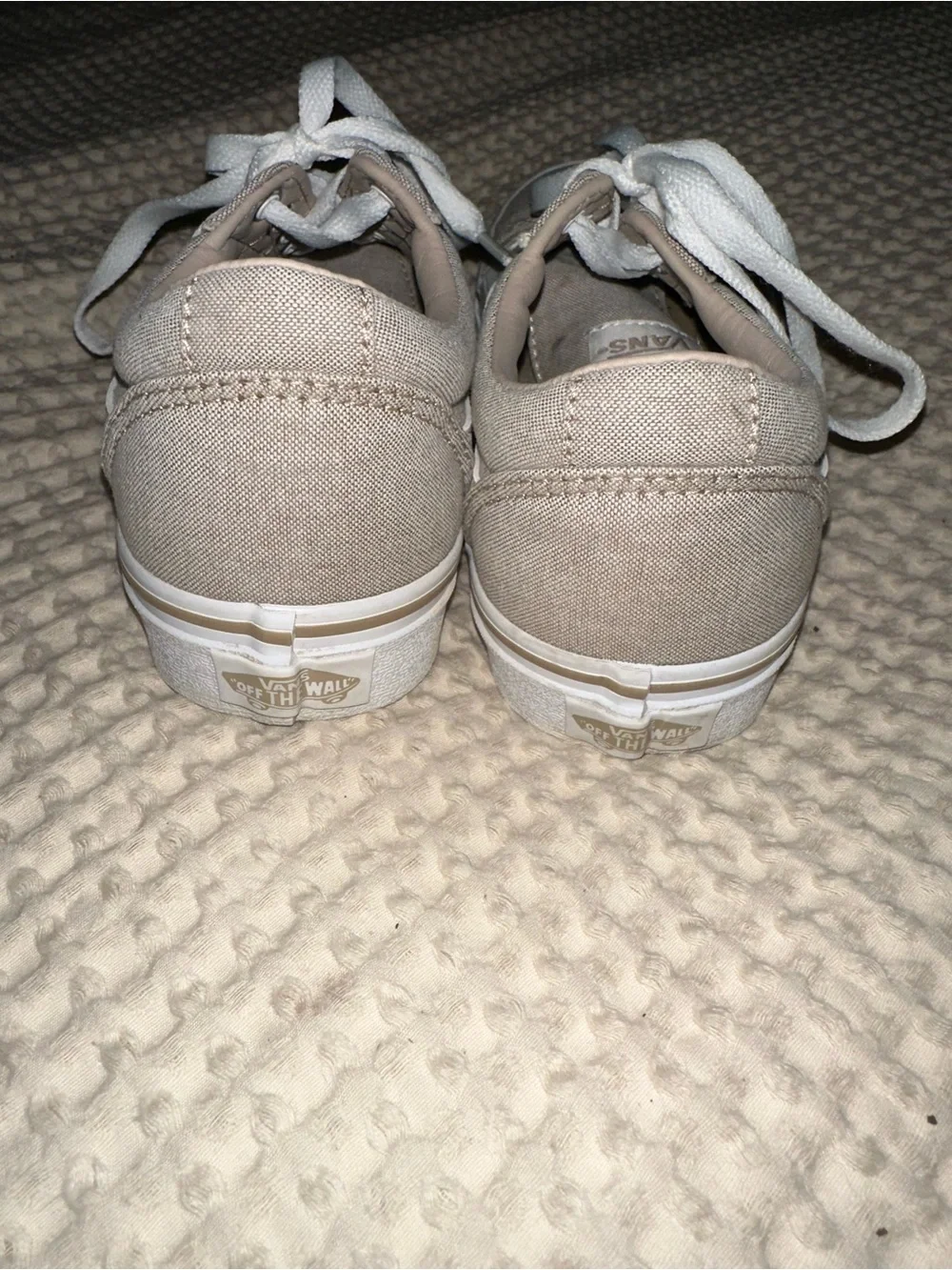 Vans Taupe Canvas Low-Top Sneakers with White Stripe